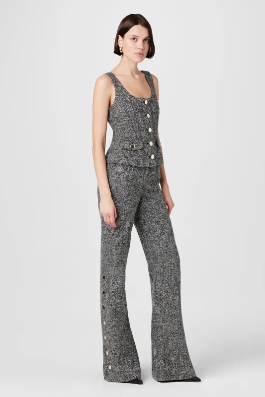 GRACIE EMBELLISHED TWEED PANTS made by Toccin