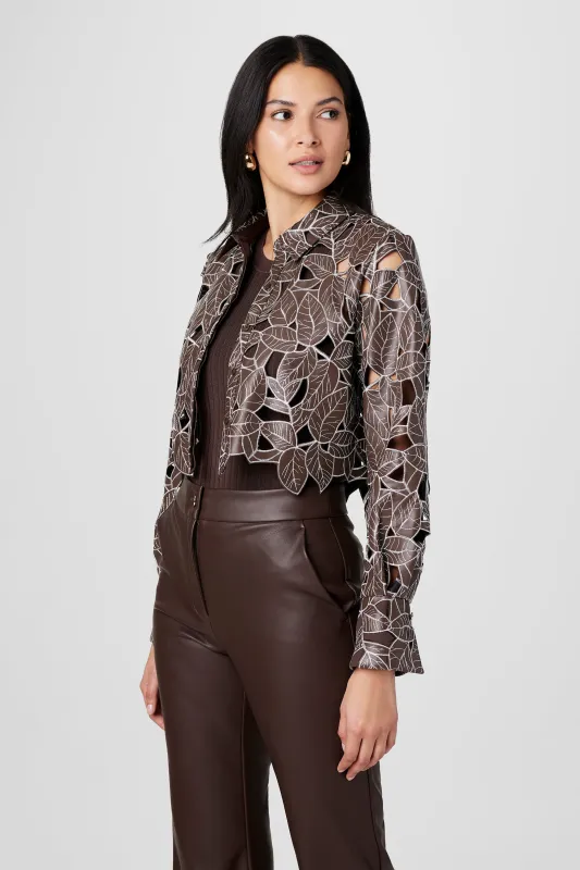 Beatrix Lace Vegan Leather Top sold by Toccin