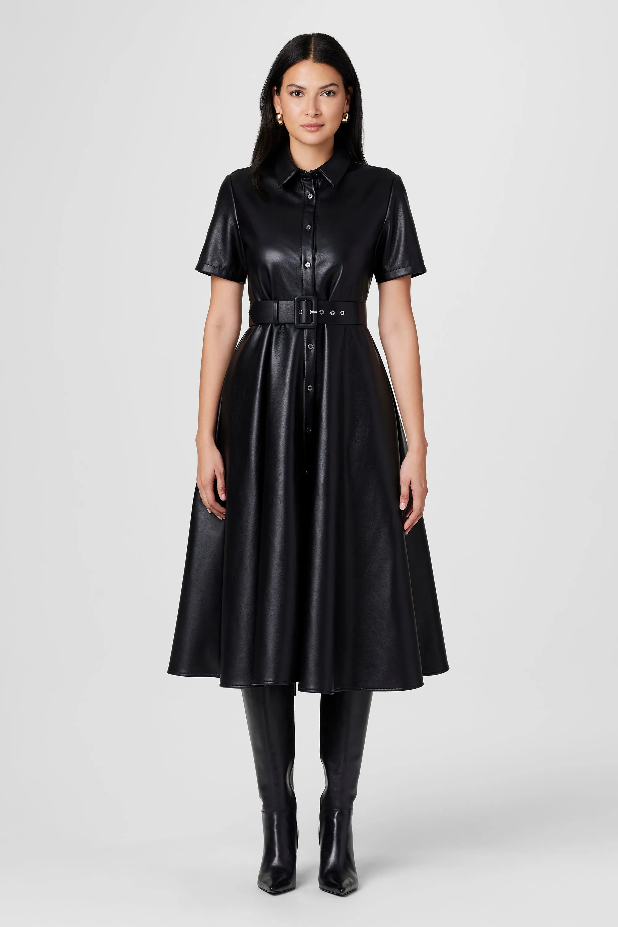 JEAN VEGAN LEATHER MIDI DRESS sold by Toccin product image thumbnail 3