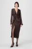 Leona Twist Front Silk Midi Dress sold by Toccin