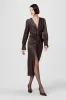 Leona Twist Front Silk Midi Dress sold by Toccin