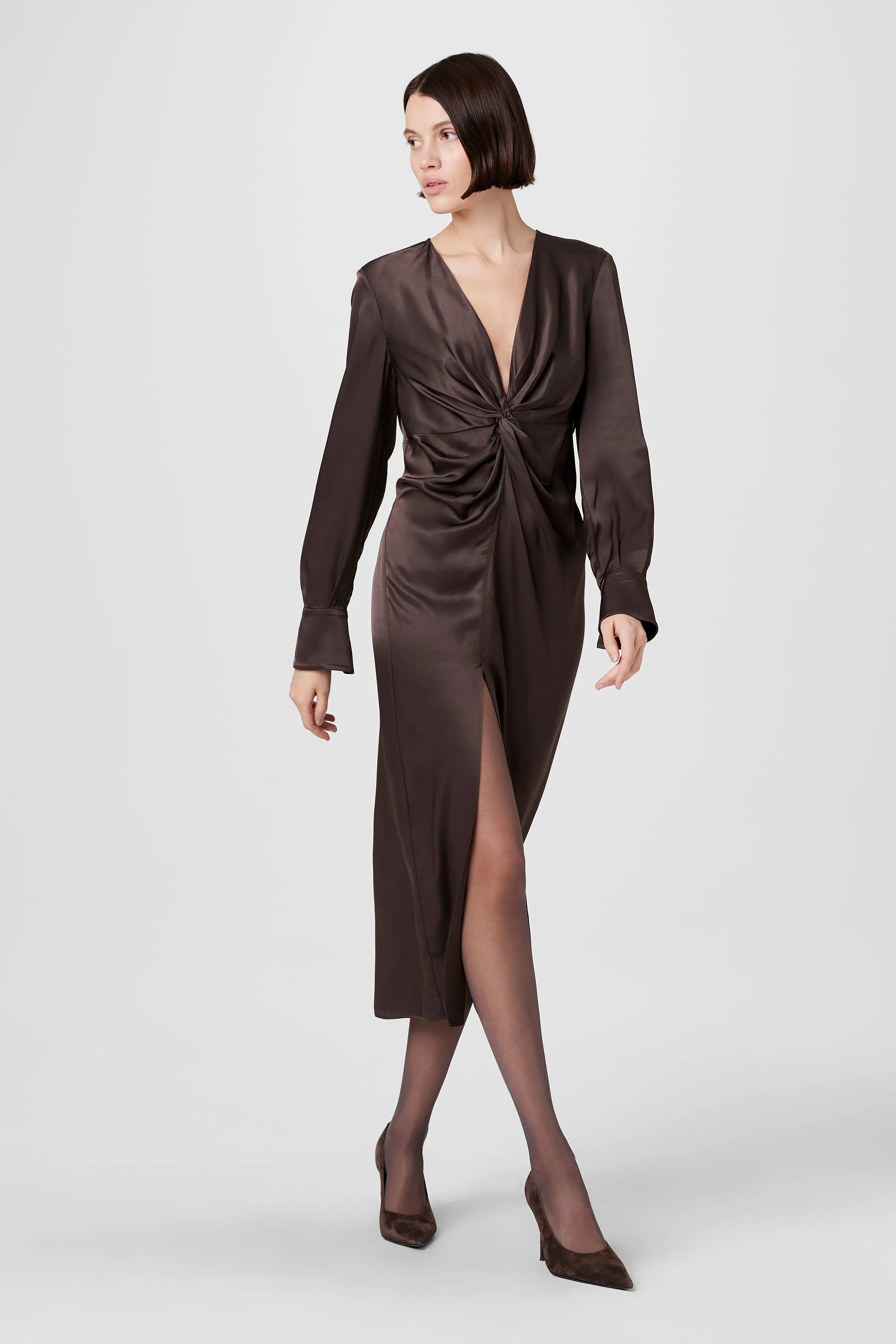 Leona Twist Front Silk Midi Dress sold by Toccin product image thumbnail 3