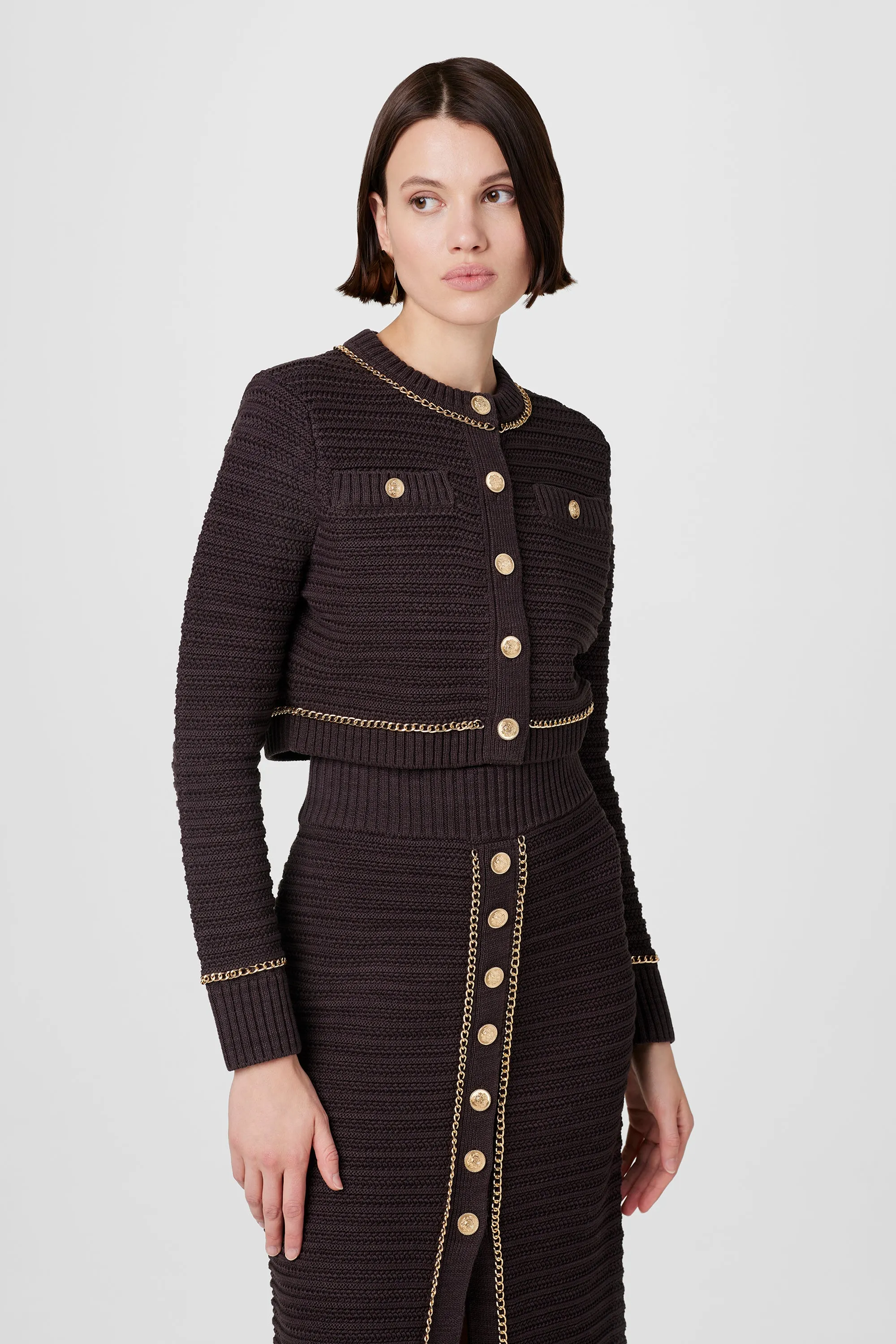 Miller Pointelle Chain Cardigan sold by Toccin