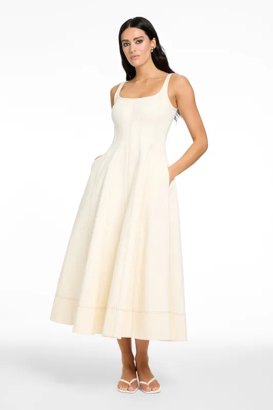 TIA SCULPTED MIDI DRESS-DENIM sold by Toccin