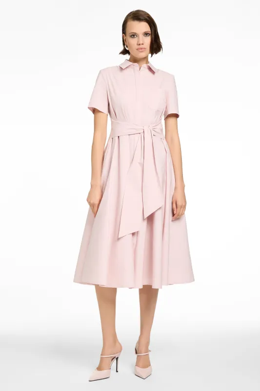 MEGAN SHORT SLEEVE TIE-FRONT MIDI SHIRT DRESS sold by Toccin