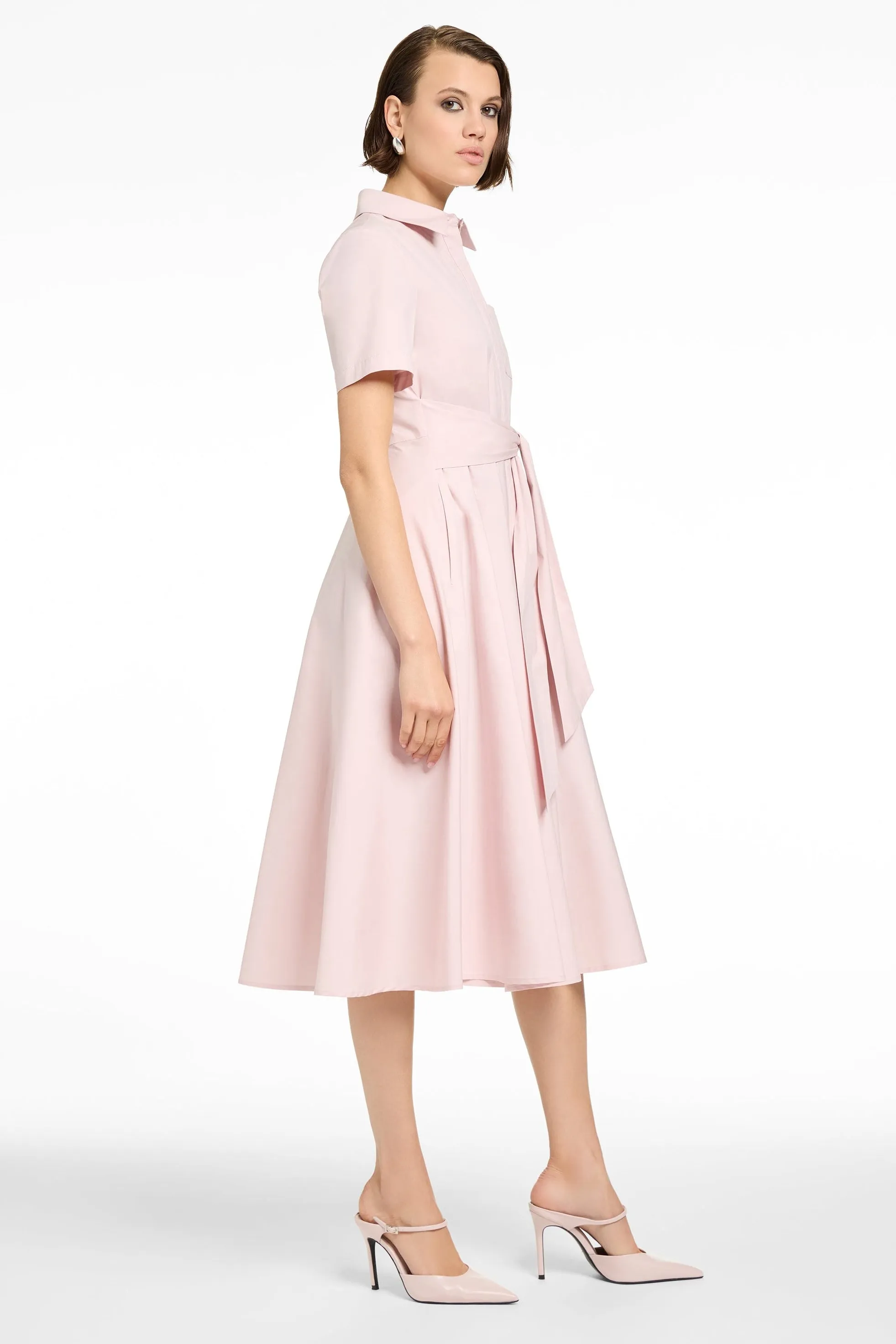 MEGAN SHORT SLEEVE TIE-FRONT MIDI SHIRT DRESS sold by Toccin product image thumbnail 2