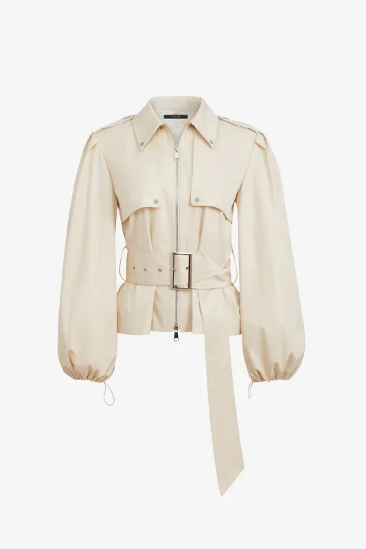 BRIGHTON BELTED ZIP-FRONT JACKET made by Toccin