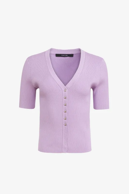 CHARITY BUTTON FRONT SHORT SLEEVE TOP made by Toccin