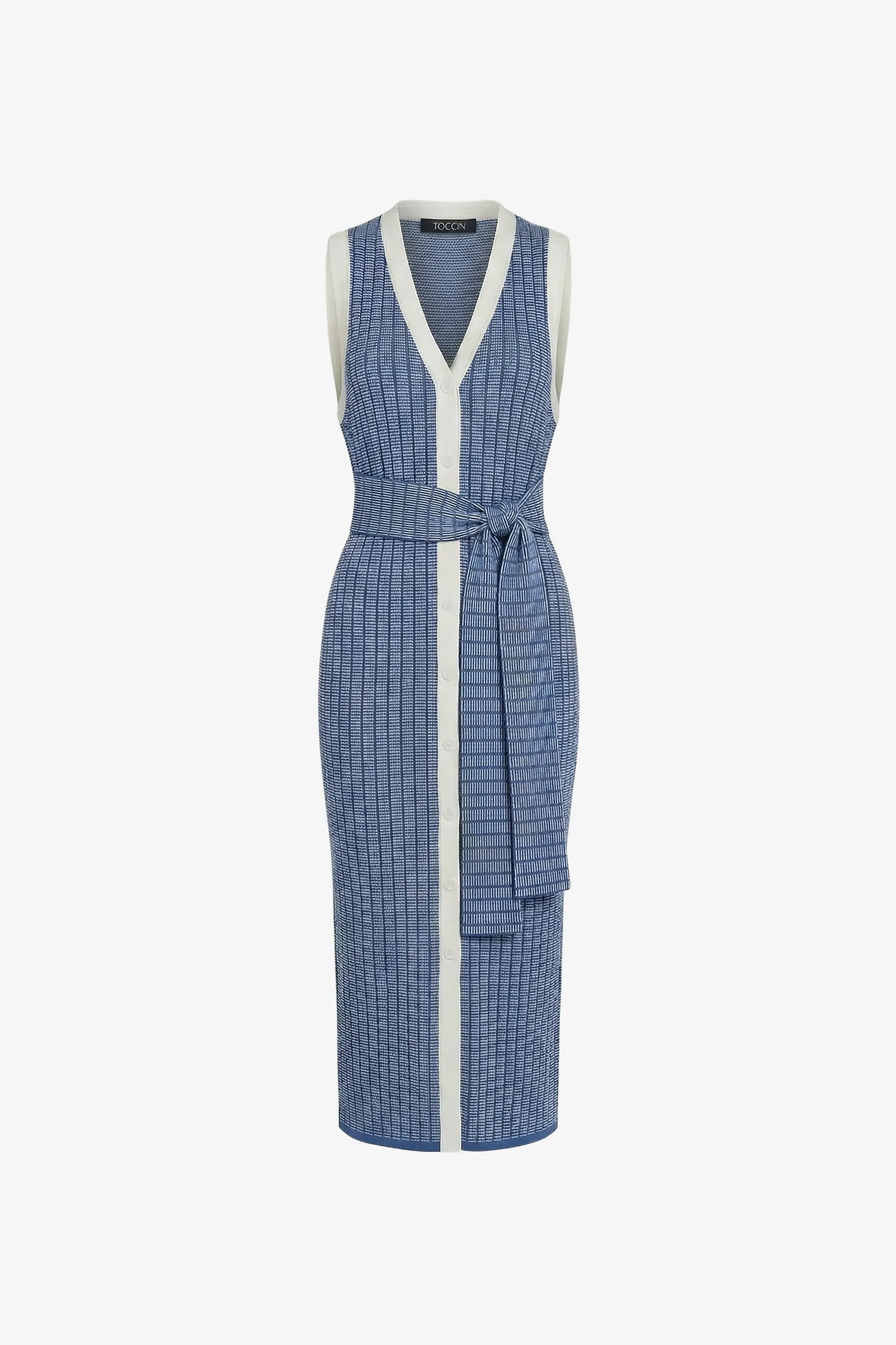 BEX TIE-FRONT SLEEVELESS MIDI DRESS sold by Toccin