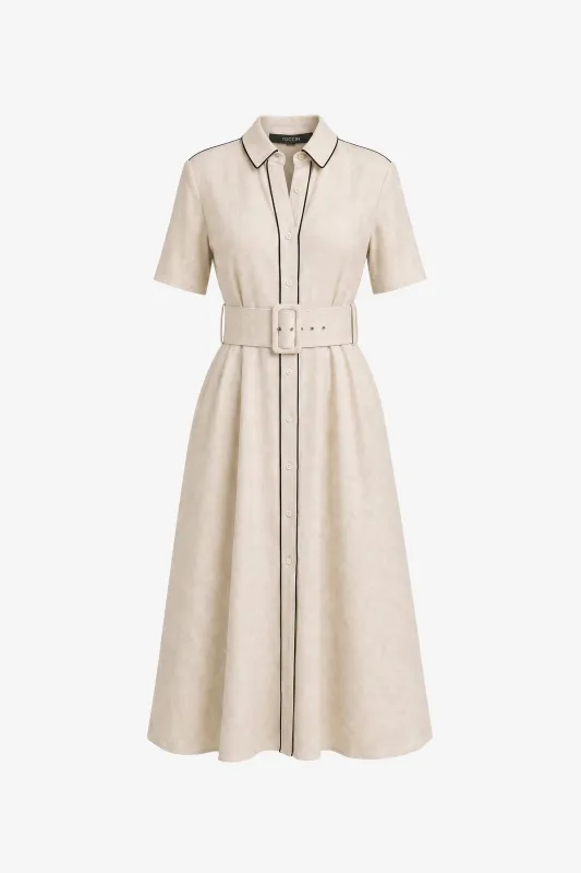 JEAN SHORT SLEEVE SHIRT DRESS made by Toccin