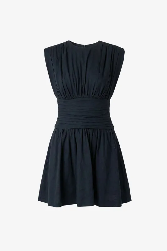 ELOISE STRONG SHOULDER RUCHED MINI DRESS made by Toccin
