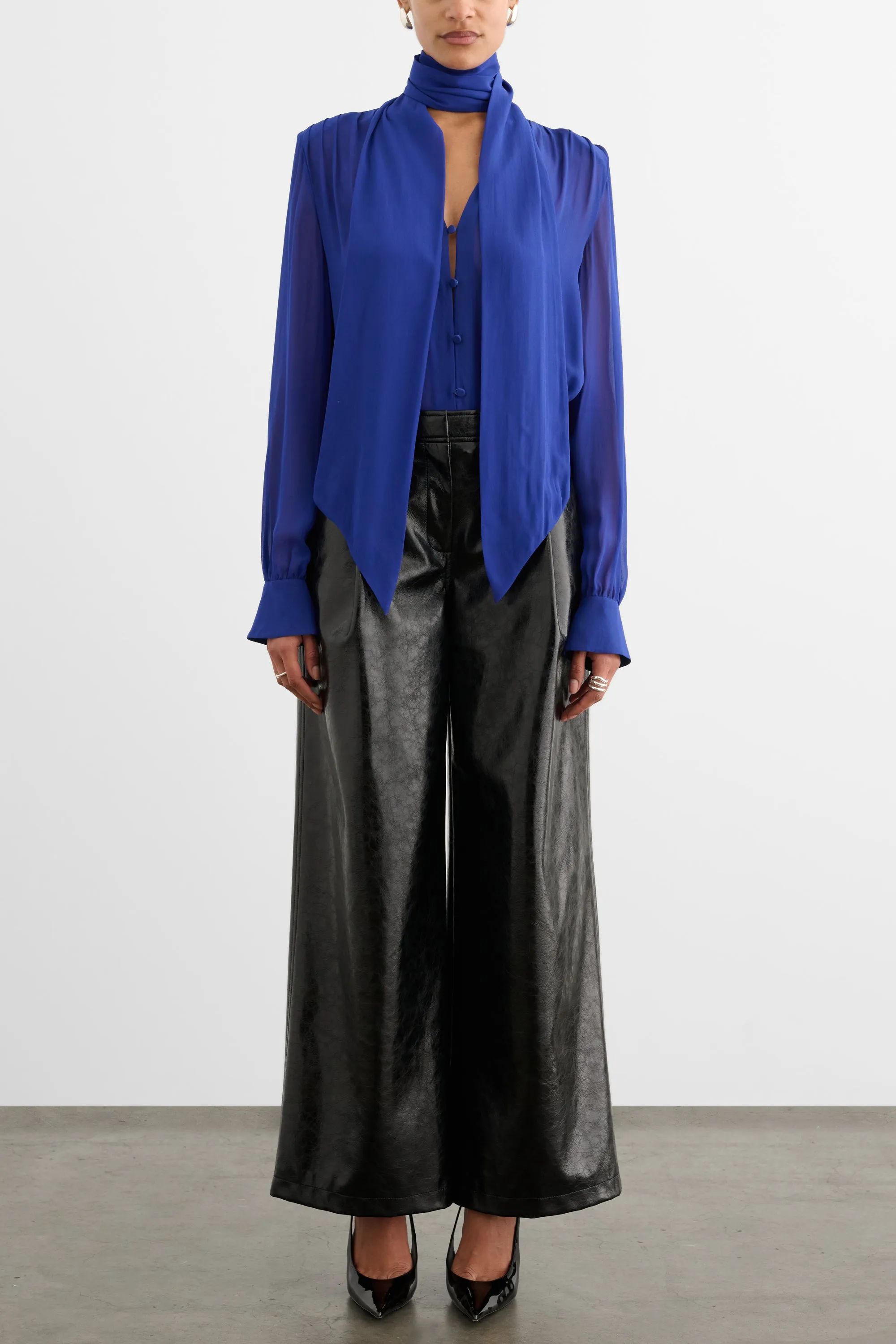 KAILA TIE NECK BUTTON-FRONT BLOUSE sold by Toccin product image thumbnail 5