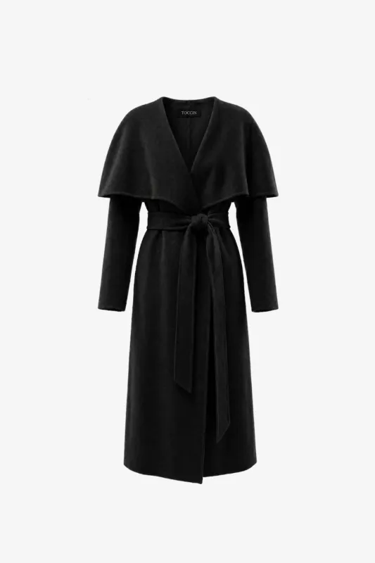 RYA EXAGGERATED CAPE WRAP COAT made by Toccin