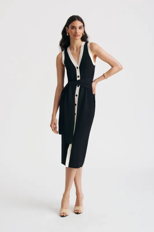 VICTORIA SLEEVELESS BUTTON-FRONT MIDI DRESS sold by Toccin