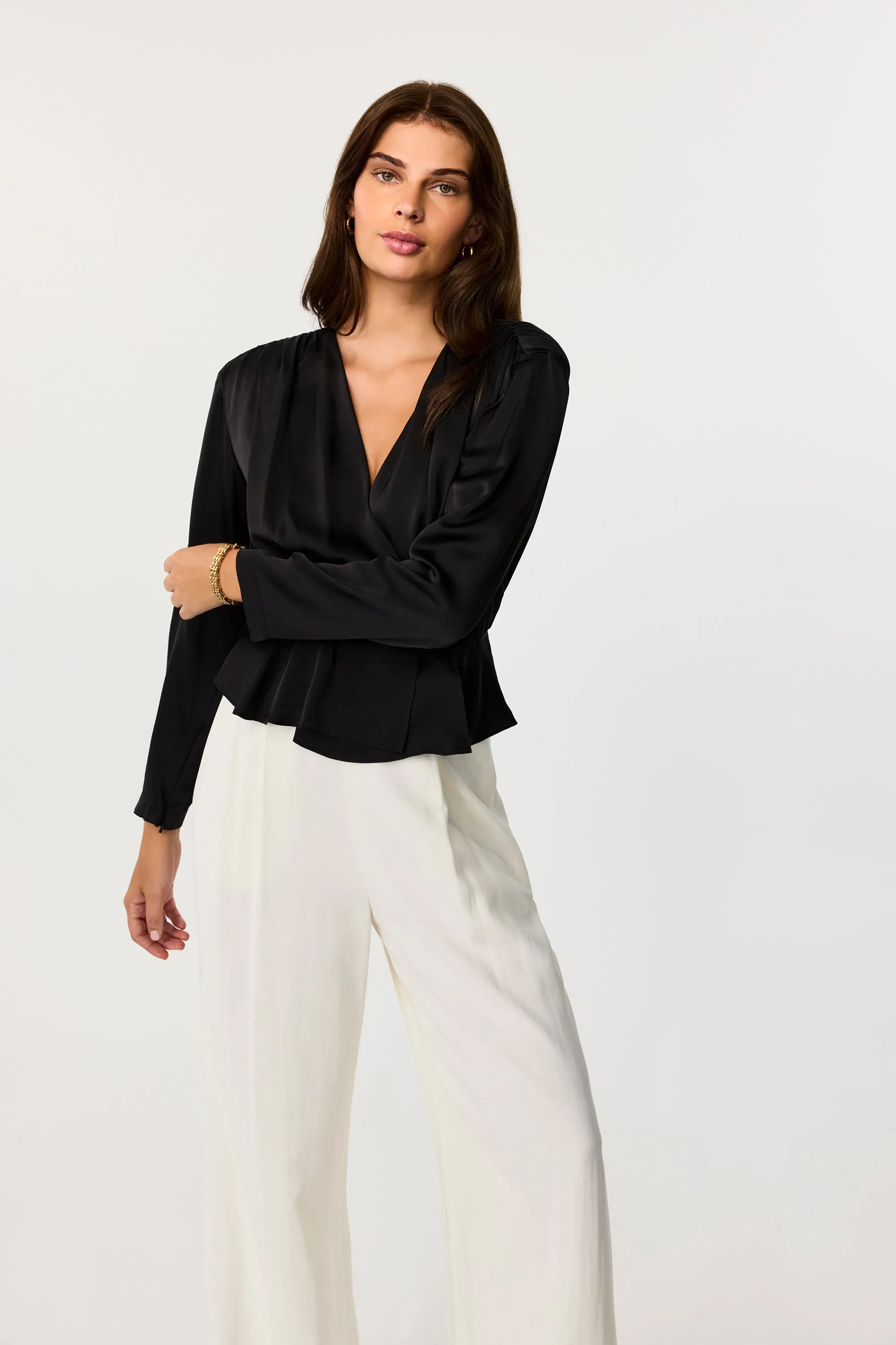 Adeline Silk Long Sleeve V Neck Top sold by Toccin product image thumbnail 2