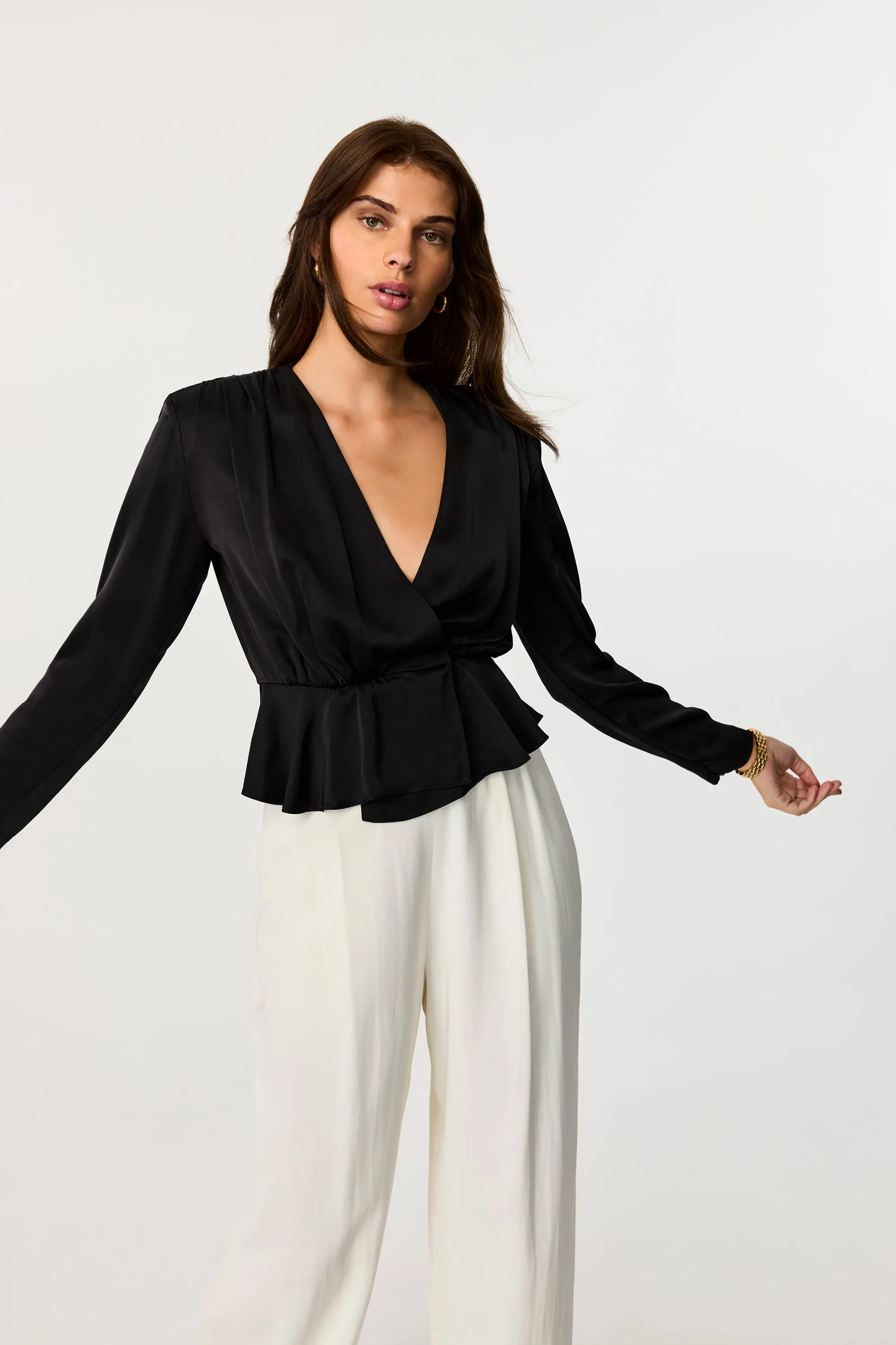 Adeline Silk Long Sleeve V Neck Top sold by Toccin product image thumbnail 3