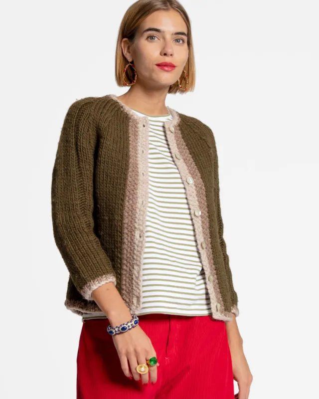 Wool Border Sweater Olive sold by Frances Valentine