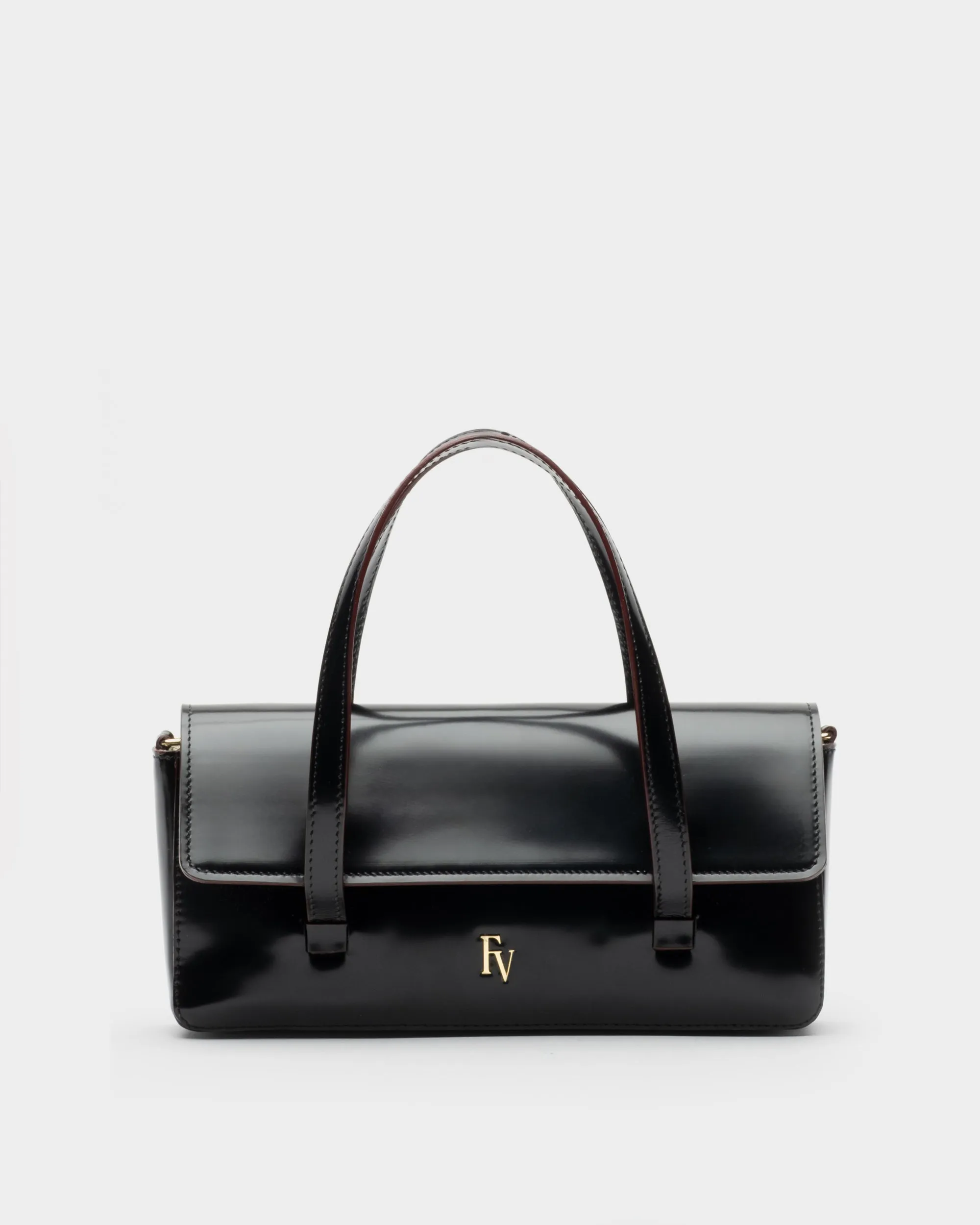 Small Slim Tote Spazzolato Black sold by Frances Valentine