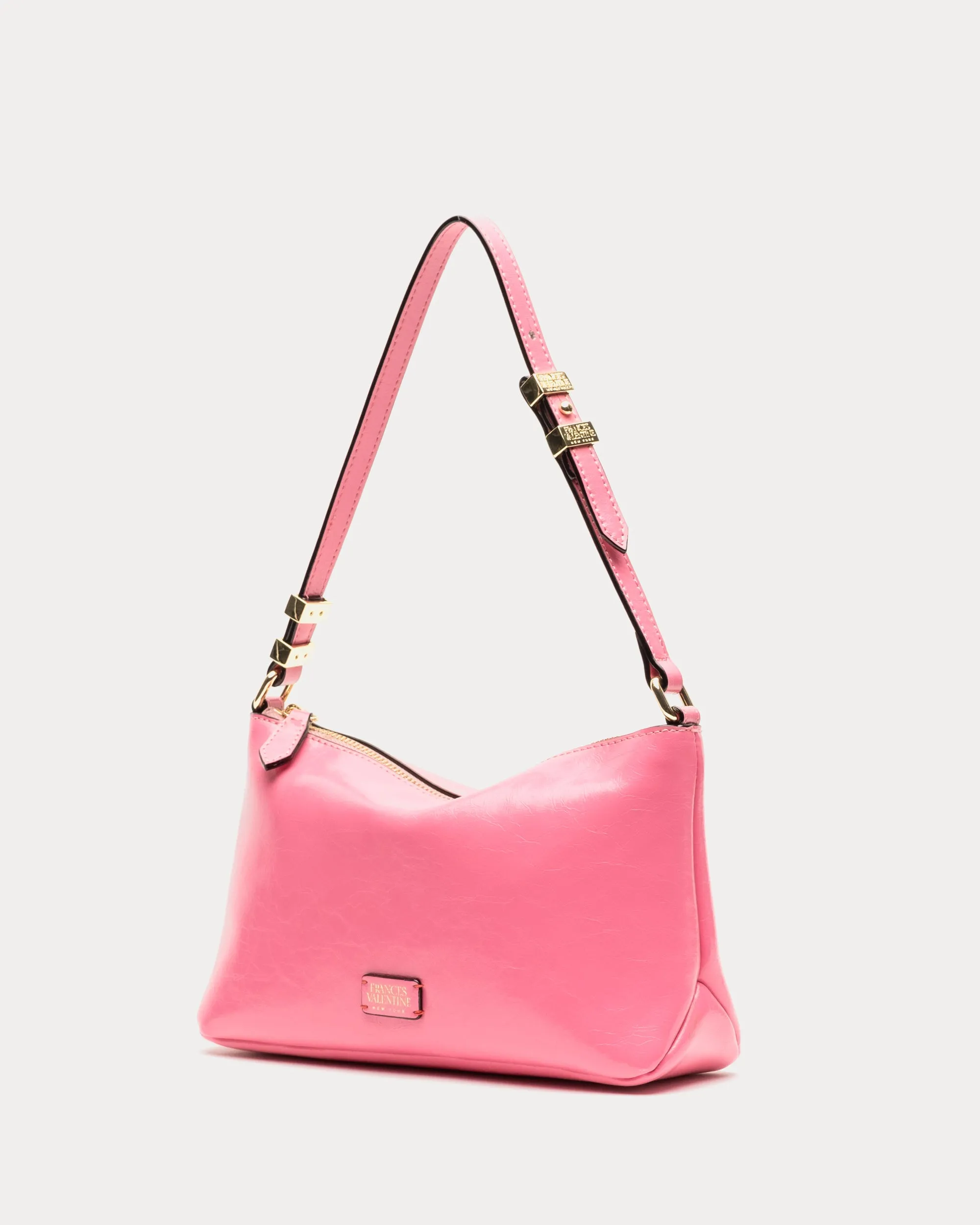Freddie Shoulder Bag - Crinkled Leather Pink sold by Frances Valentine