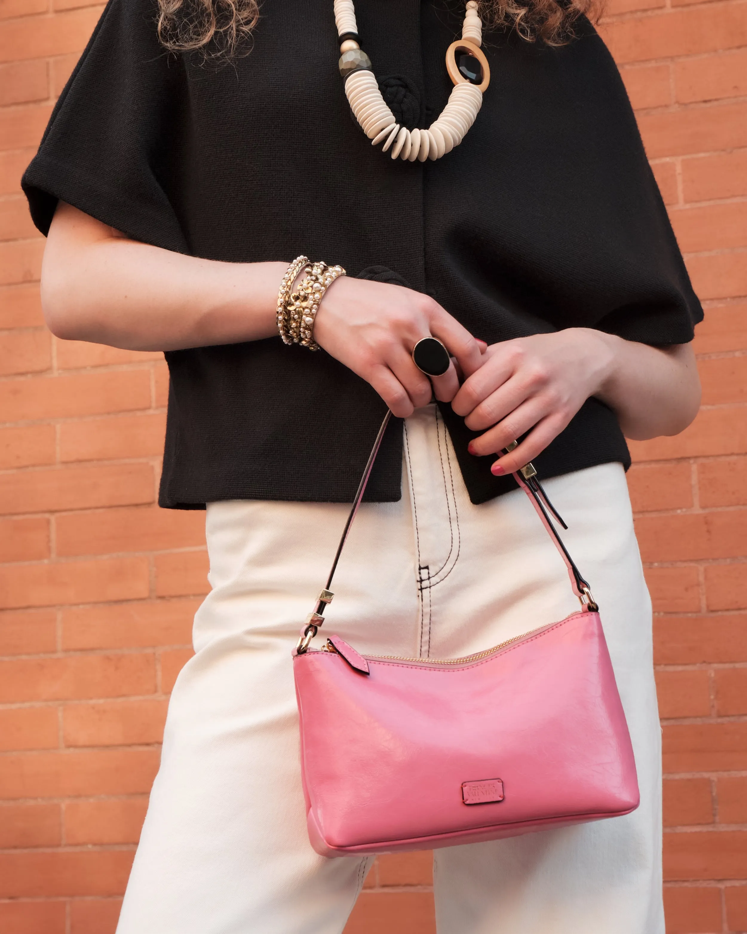 Freddie Shoulder Bag - Crinkled Leather Pink sold by Frances Valentine product image thumbnail 4