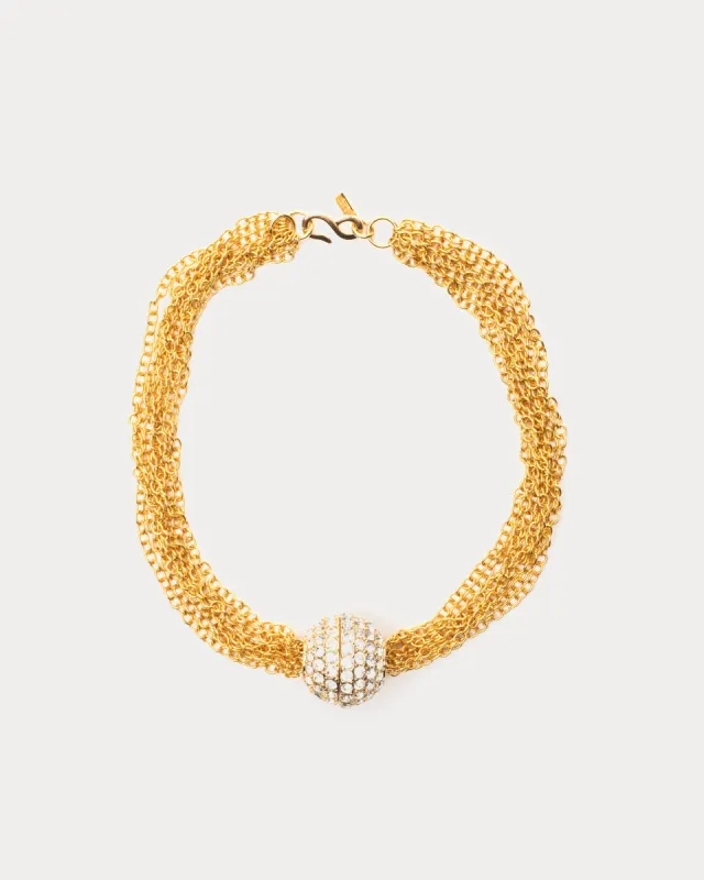 Short Gold Crystal Ball Necklace sold by Frances Valentine