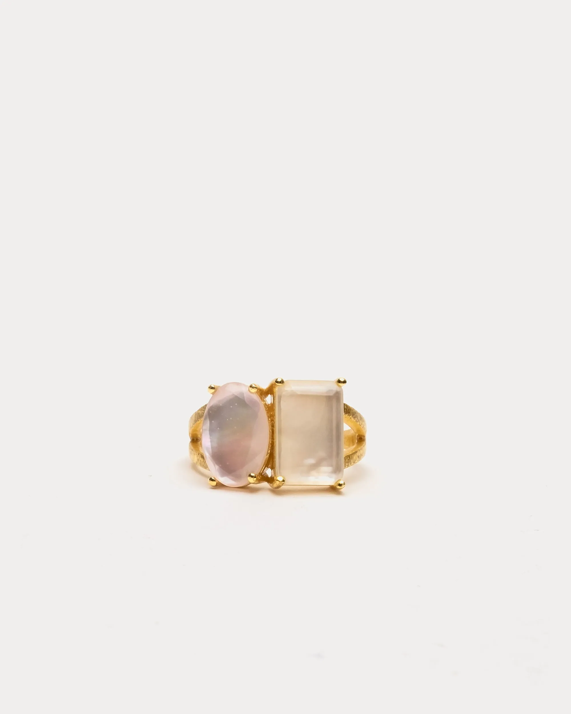 Mereda Ring Mother of Pearl Rose Quartz sold by Frances Valentine