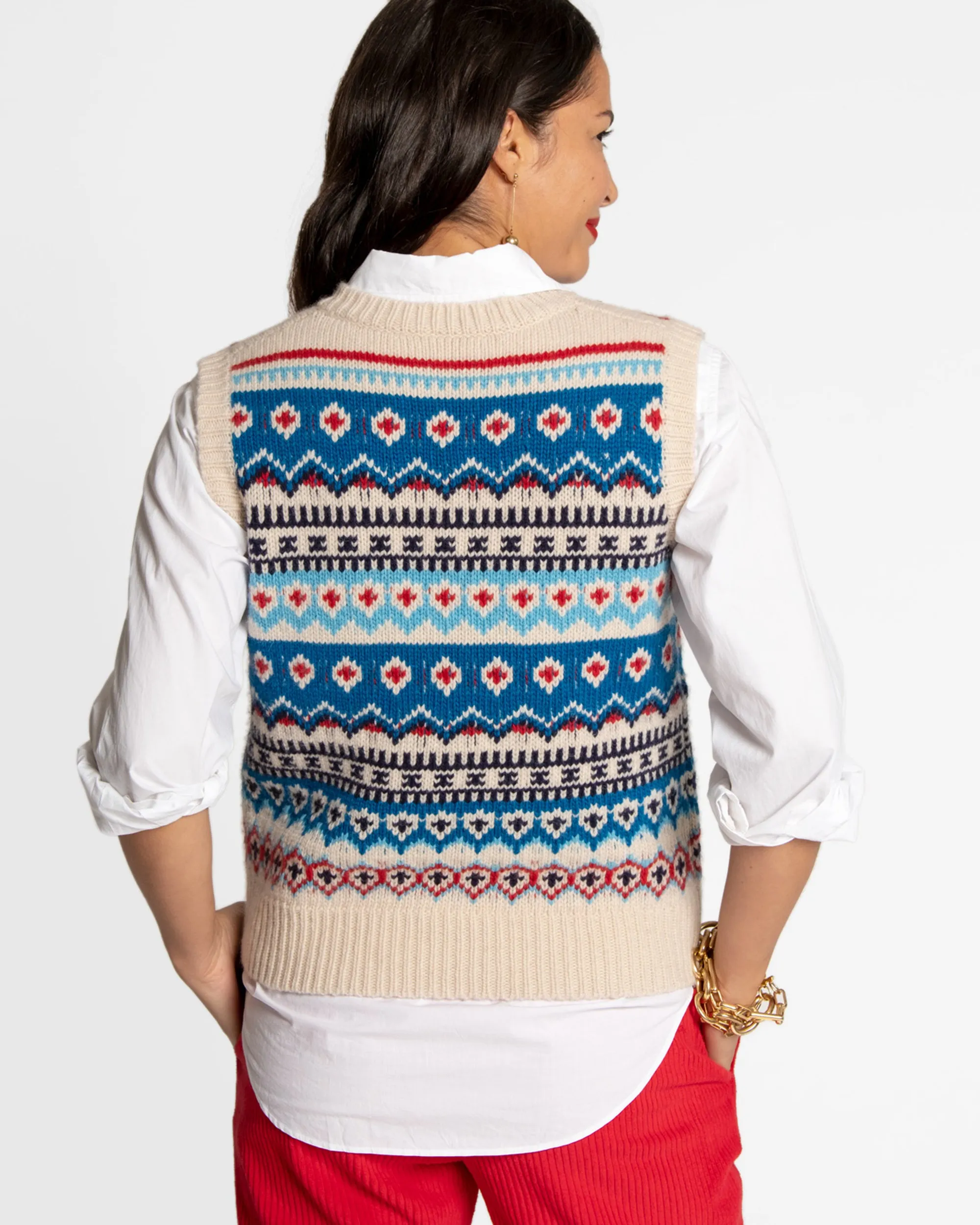 Eryn Wool Fair Isle Vest White sold by Frances Valentine product image thumbnail 3