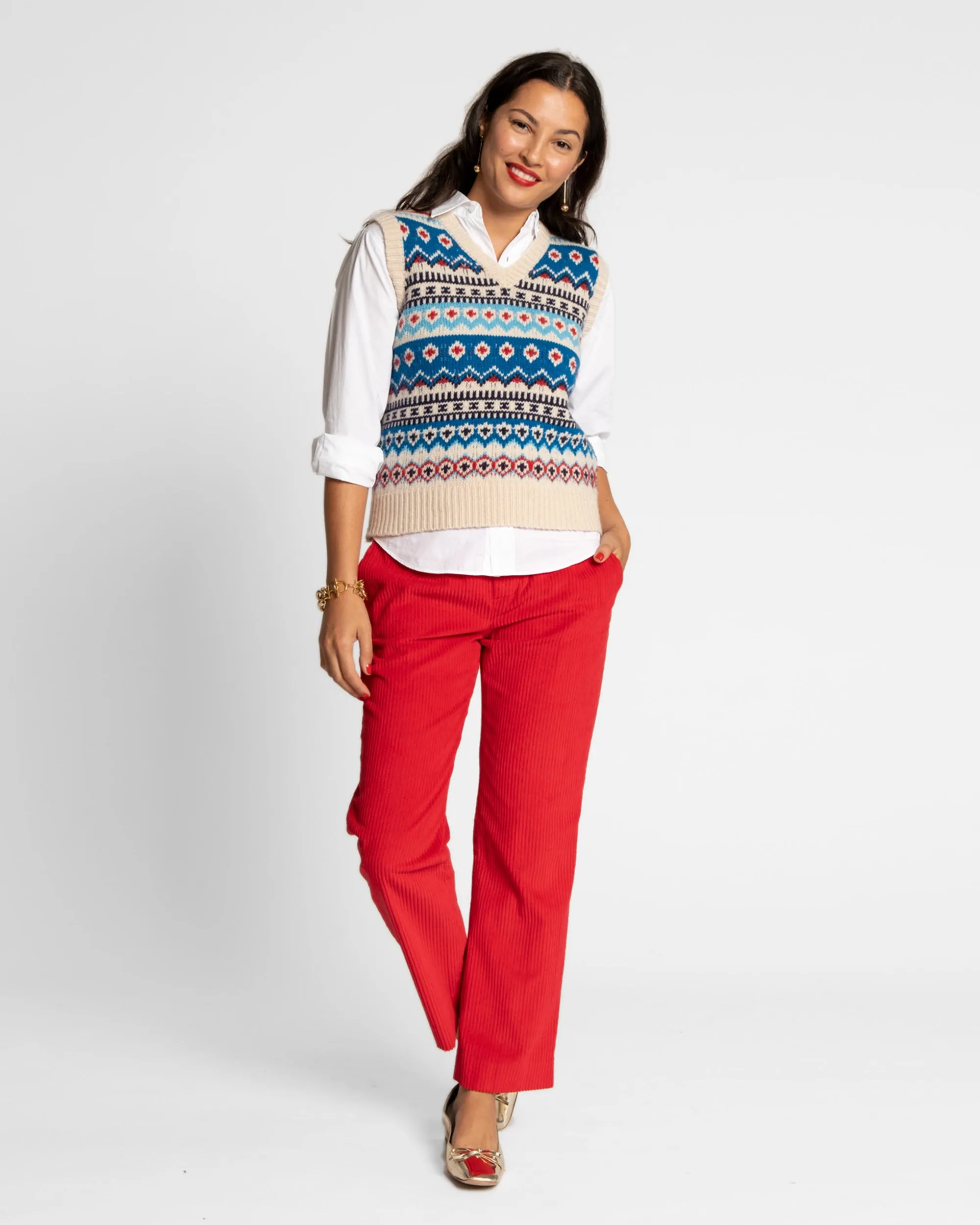 Eryn Wool Fair Isle Vest White sold by Frances Valentine product image thumbnail 2