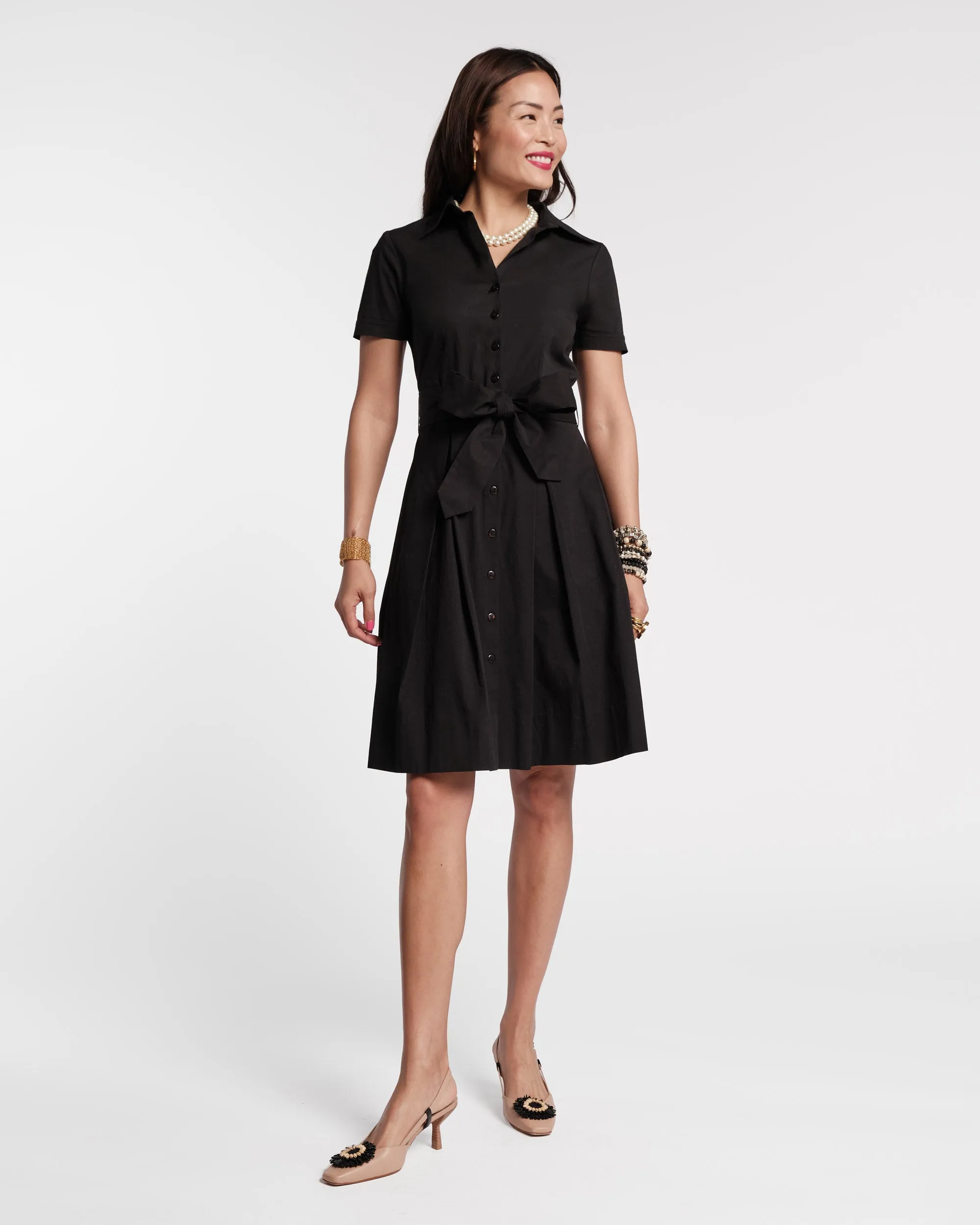 Bella Midi Dress Cotton Black sold by Frances Valentine