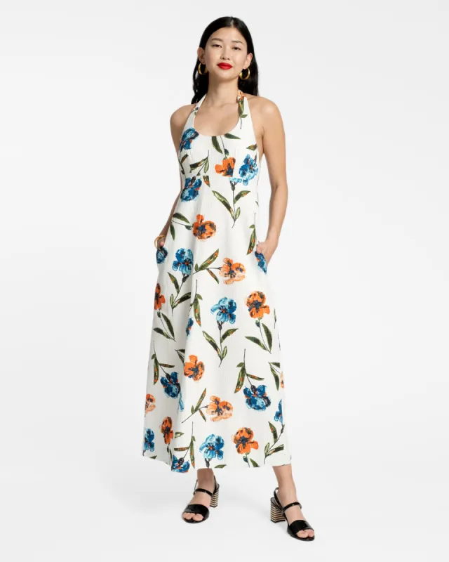 Malia Halter Dress Waffleweave Iris sold by Frances Valentine