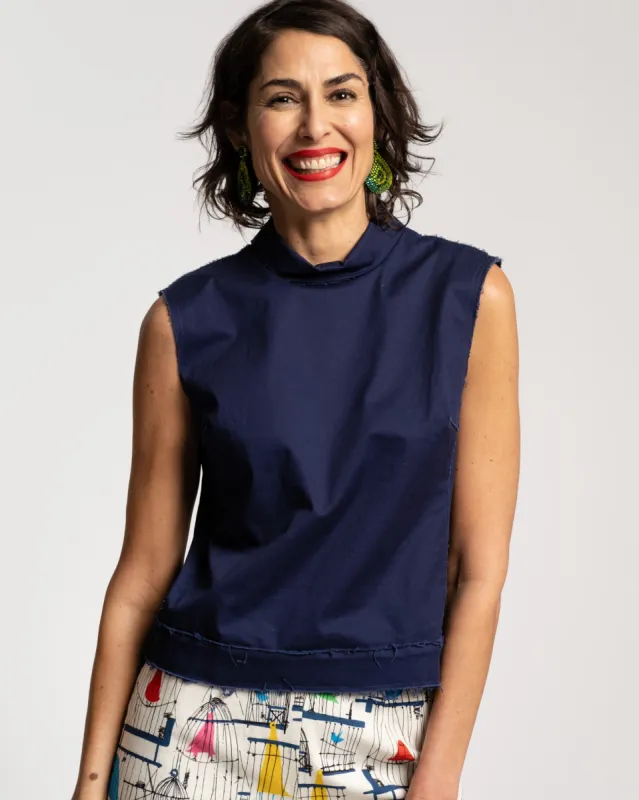 Colette Shell Cotton Navy sold by Frances Valentine