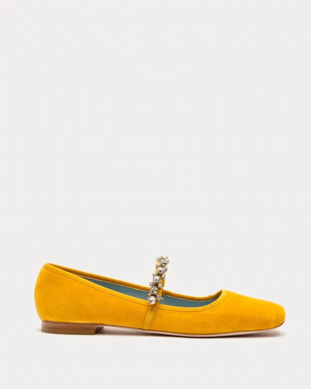 Precious Mary Jane Velvet Mustard sold by Frances Valentine