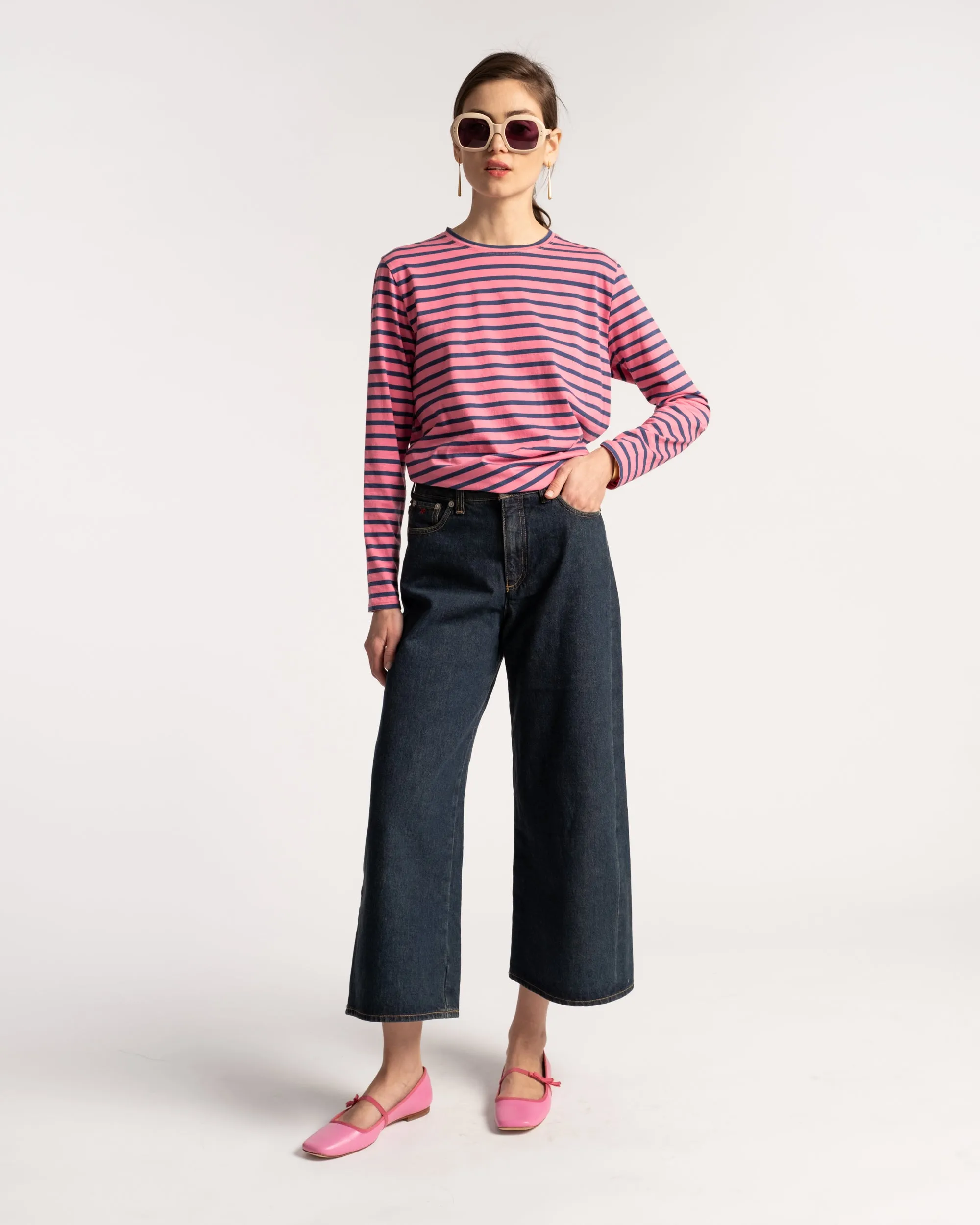Long Sleeve Striped Tee Shirt - Pink Navy sold by Frances Valentine product image thumbnail 3