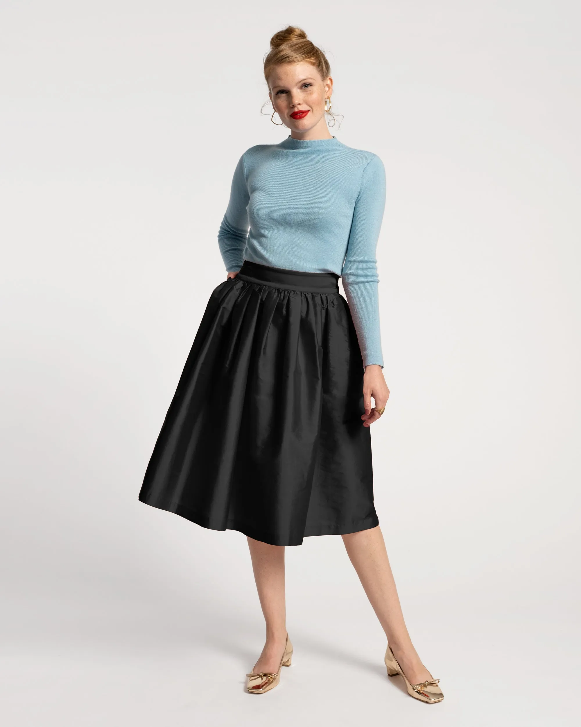 Barbara Gathered Midi Skirt - Black sold by Frances Valentine product image thumbnail 2