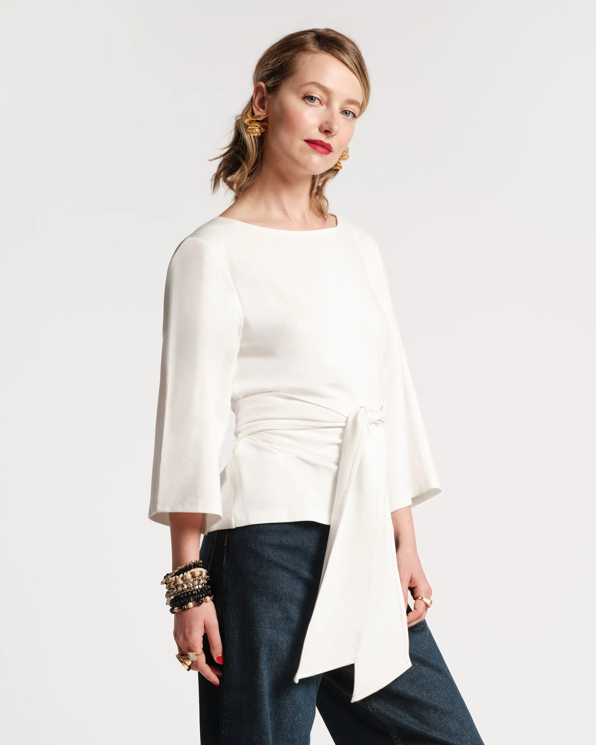 Whitney Wrap Top - Oyster sold by Frances Valentine product image thumbnail 2