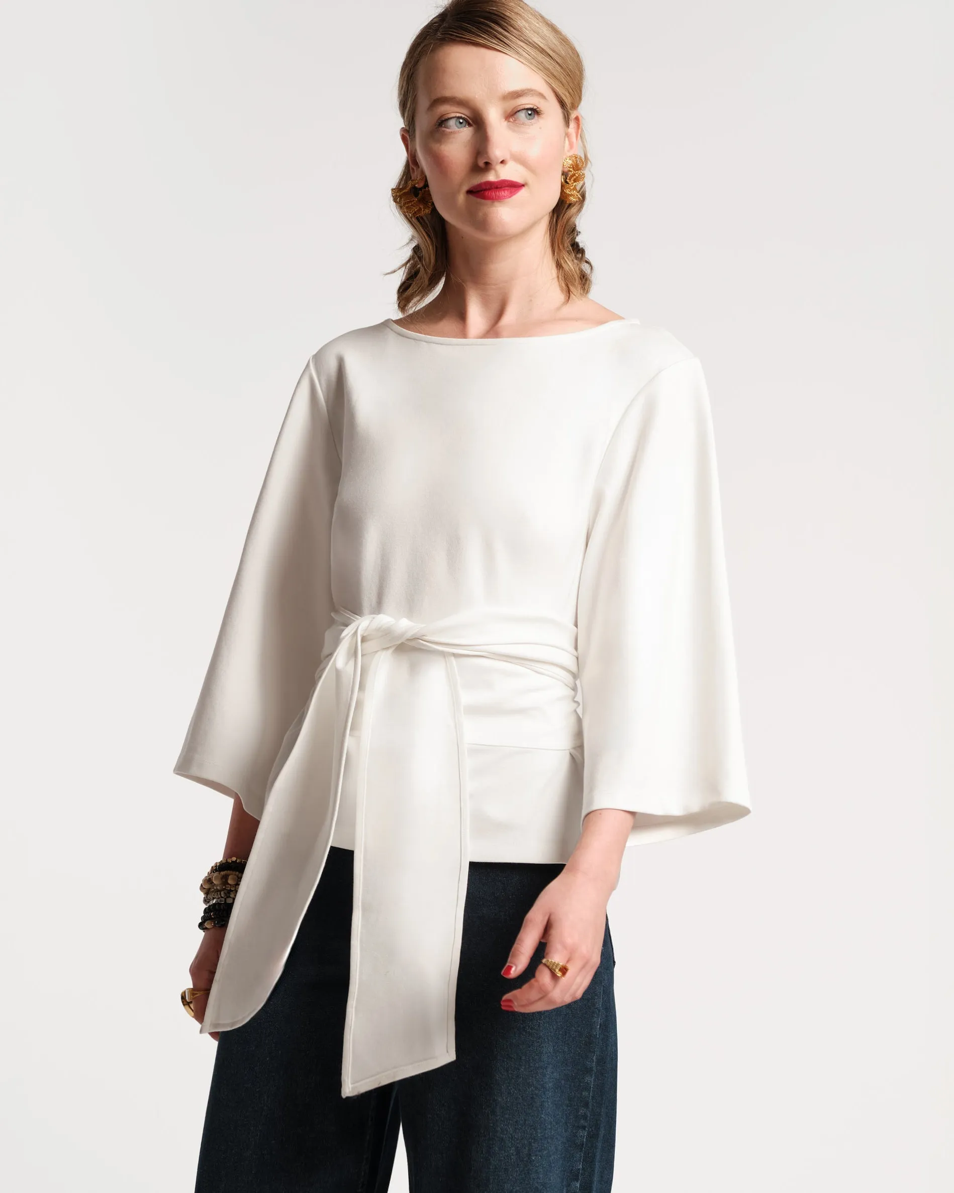 Whitney Wrap Top - Oyster sold by Frances Valentine