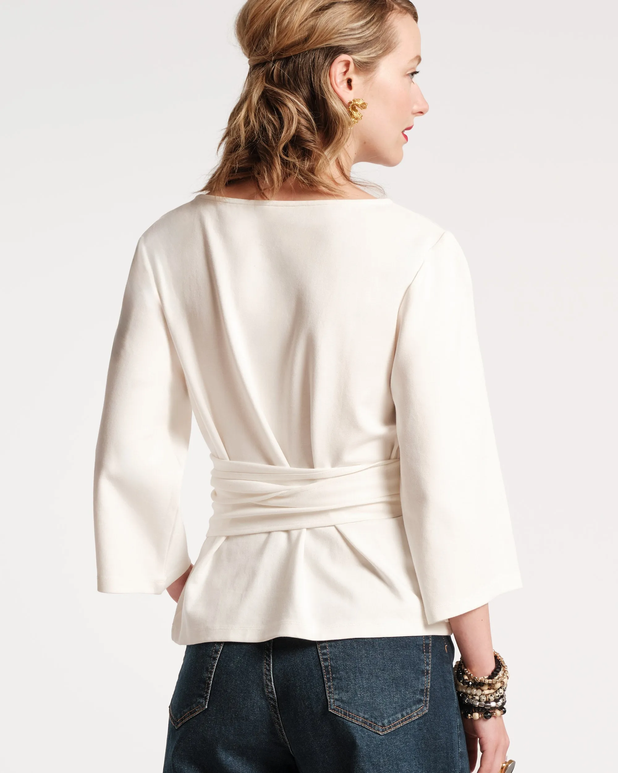 Whitney Wrap Top - Oyster sold by Frances Valentine product image thumbnail 3