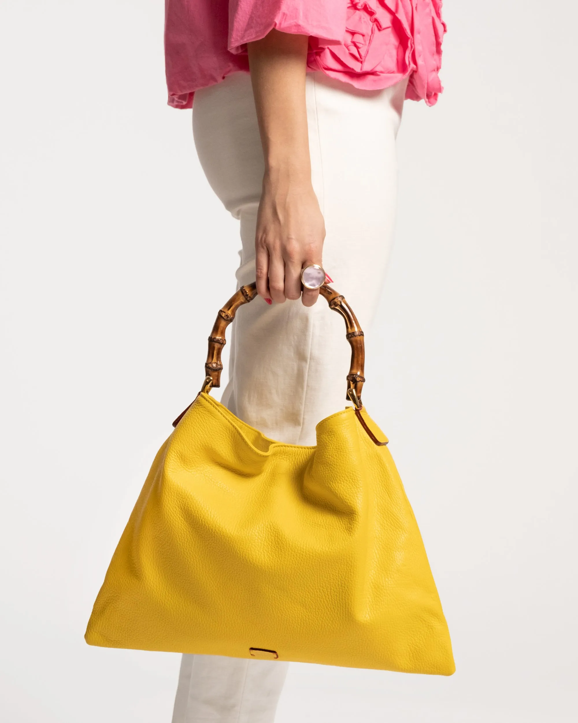 Muriel Tote Tumbled Leather Canary sold by Frances Valentine product image thumbnail 2