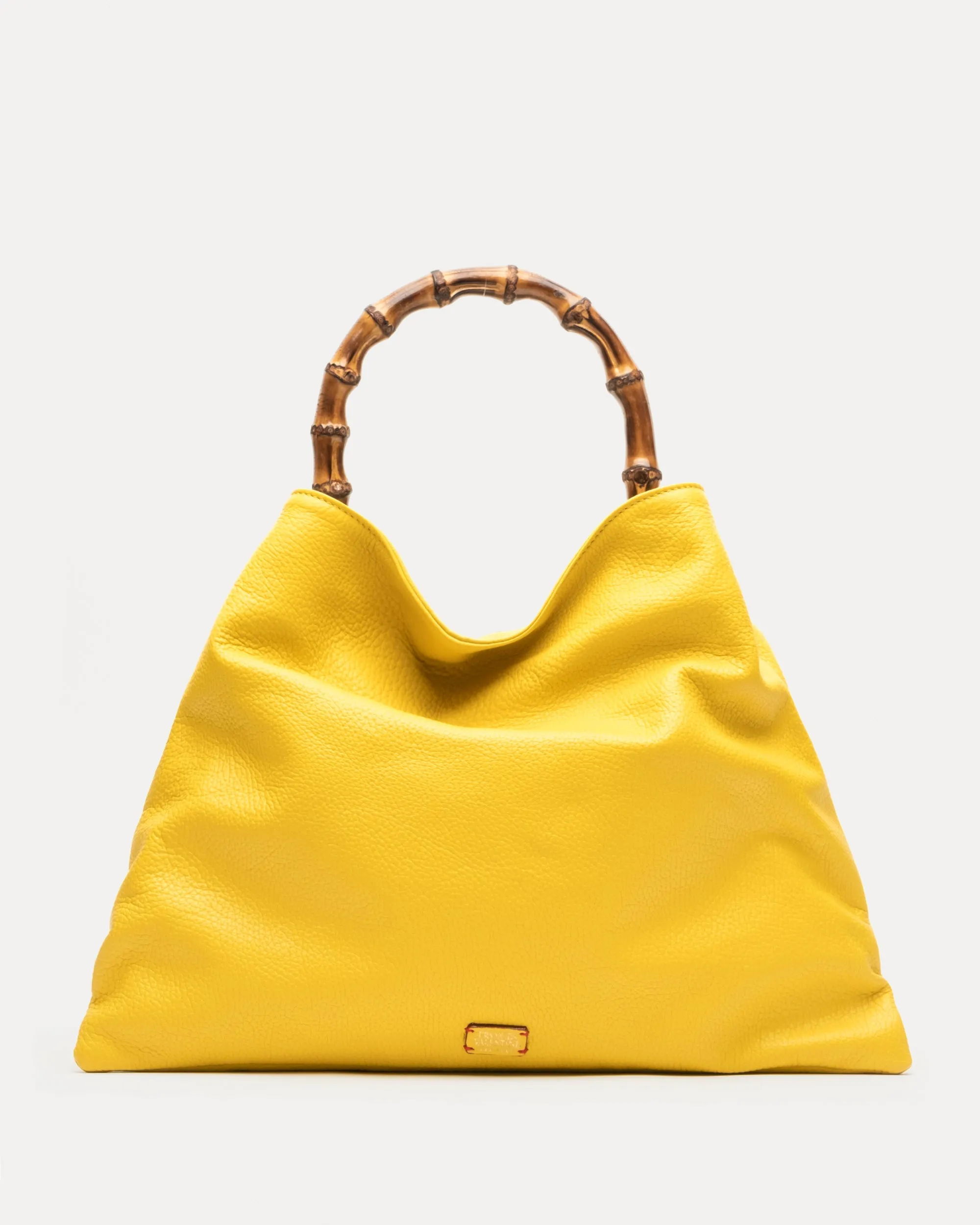 Muriel Tote Tumbled Leather Canary sold by Frances Valentine