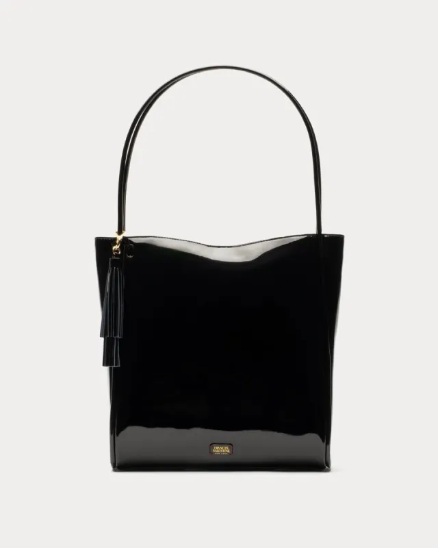 Nan Tote Soft Patent Black made by Frances Valentine