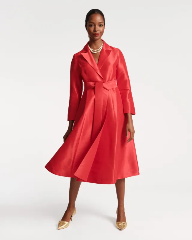 Lucille Dupioni Wrap Dress Red sold by Frances Valentine