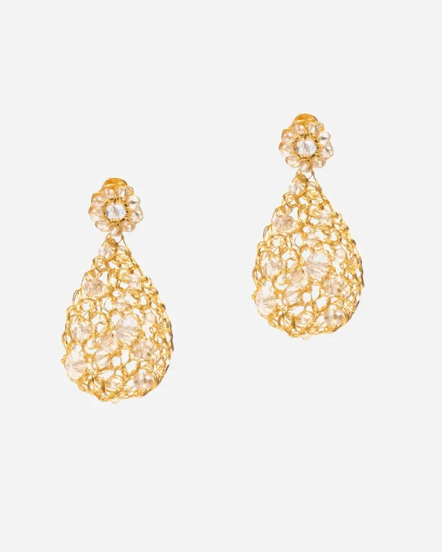 Crochet Teardrop Earring Gold sold by Frances Valentine