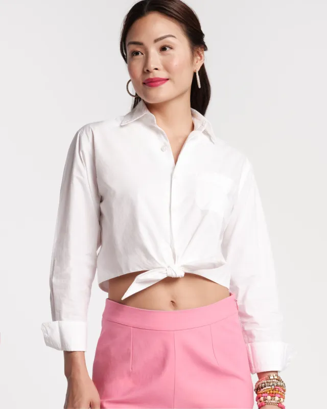 Ellie Crop Button Down - White sold by Frances Valentine