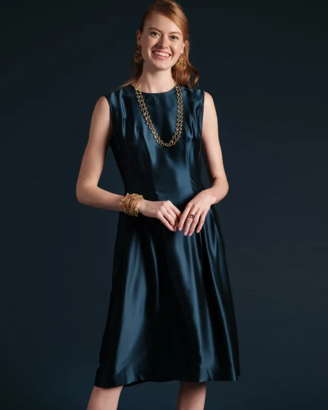 Florencia Dress Silk - Navy sold by Frances Valentine