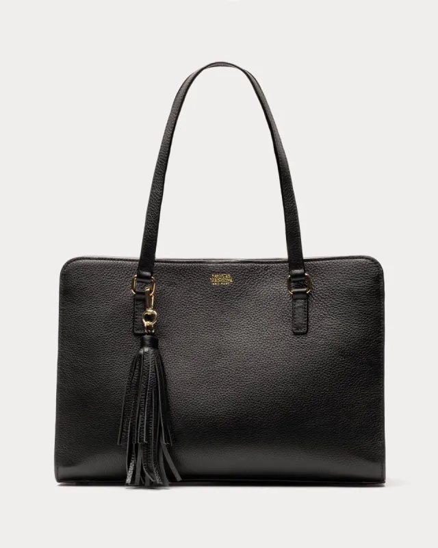 Sami Tote Tumbled Leather Black sold by Frances Valentine