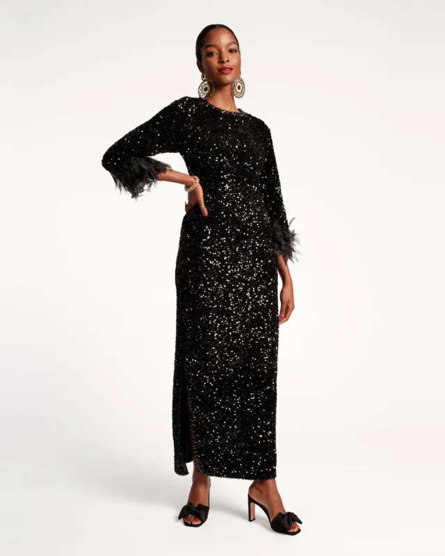 Regina Sequin Dress - Black sold by Frances Valentine
