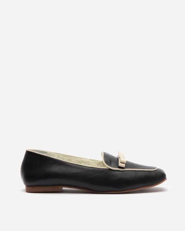 Suzanne Cozy Loafer Nappa Faux Shearling Black sold by Frances Valentine
