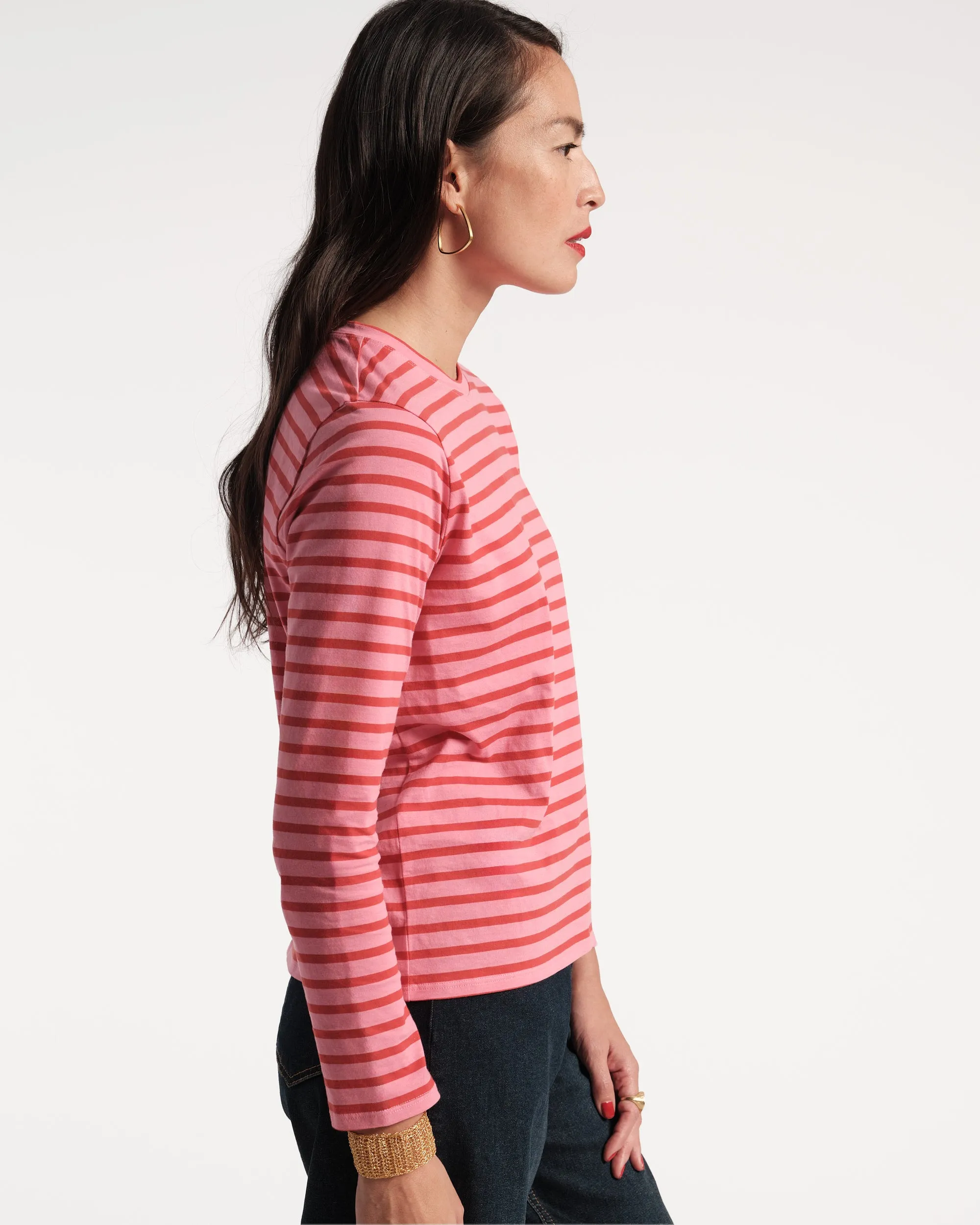 Long Sleeve Striped Tee Shirt - Pink Red sold by Frances Valentine product image thumbnail 2