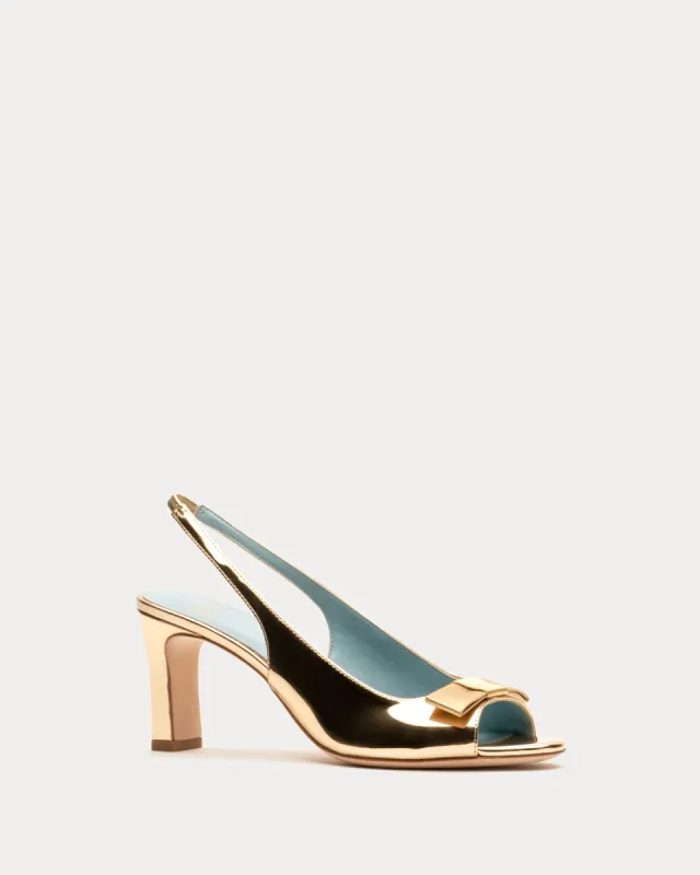 Reese Bow Slingback Heel - Platino sold by Frances Valentine