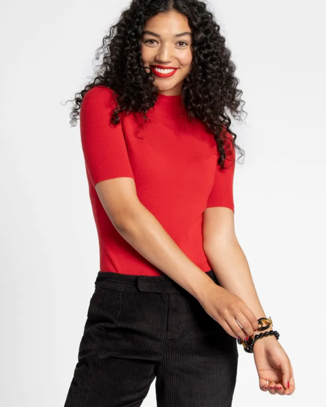 Marie Merino Mock Neck - Red sold by Frances Valentine